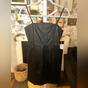 Faux Leather Black Women's Dress